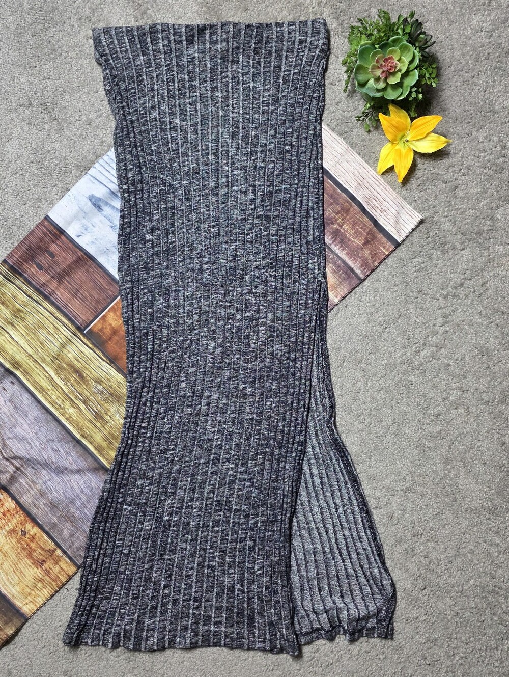 Ambiance Gray Slit Side Maxi Skirt Size Medium